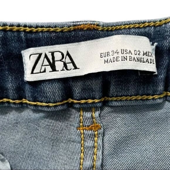 ZARA High Rise Distressed Raw Hem Skinny Jeans Size 2‎ - Picture 7 of 10